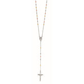 Silver Tri-Color Rosary Necklace